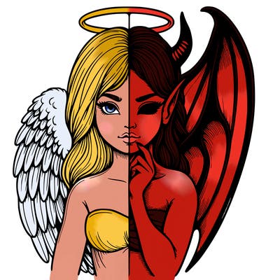 realistic angel half demon