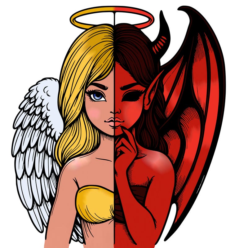 realistic angel half demon