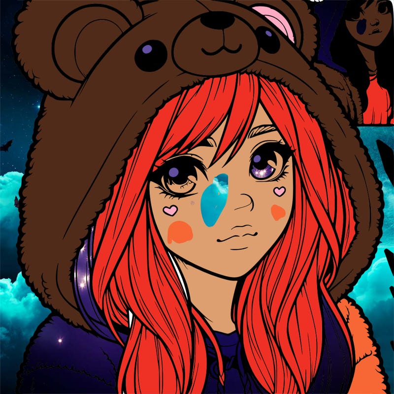 realistic girl in a bear hoodie