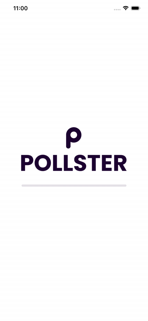 Pollster - Splash screen of the Pollster election management app featuring the company logo and name on a white background