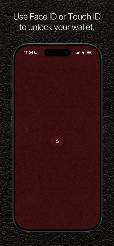 Wally - Digital Wallet - 생체 인증이 가능한 Wally 디지털 지갑의 보안 로그인 화면