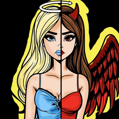 devil vs angel realistic girl