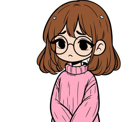 sad girl with glasses in a sweater