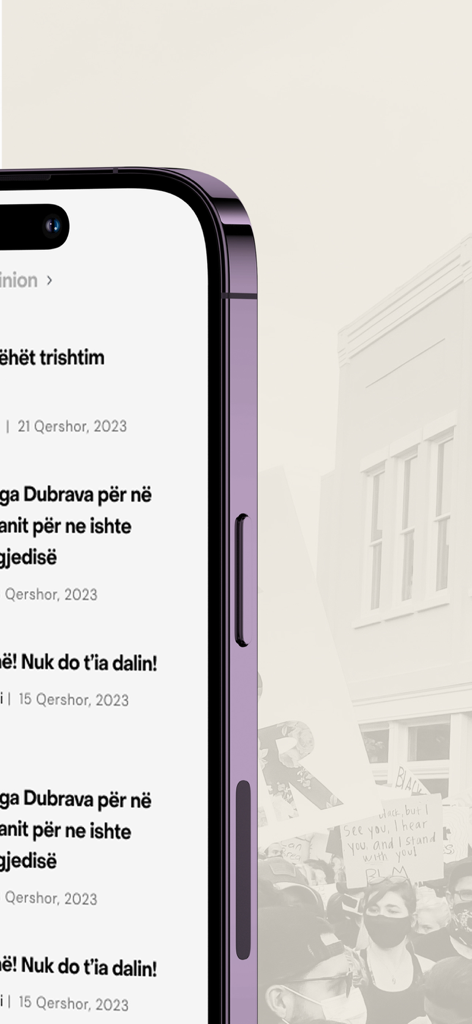 IndeksOnline - An iPhone displaying the IndeksOnline news app with headlines in the Albanian language