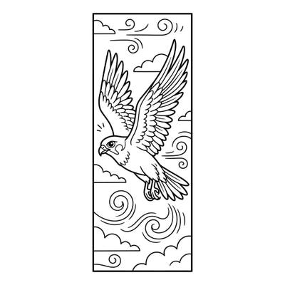 Dive into a sky-high coloring adventure with this dynamic falcon bookmark! Designed specifically for kids, this printable page offers a thrilling way to bring a majestic bird of prey to life.