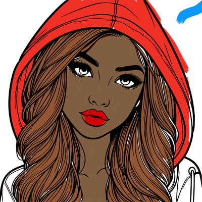 realistic beautiful girl with a hood on
