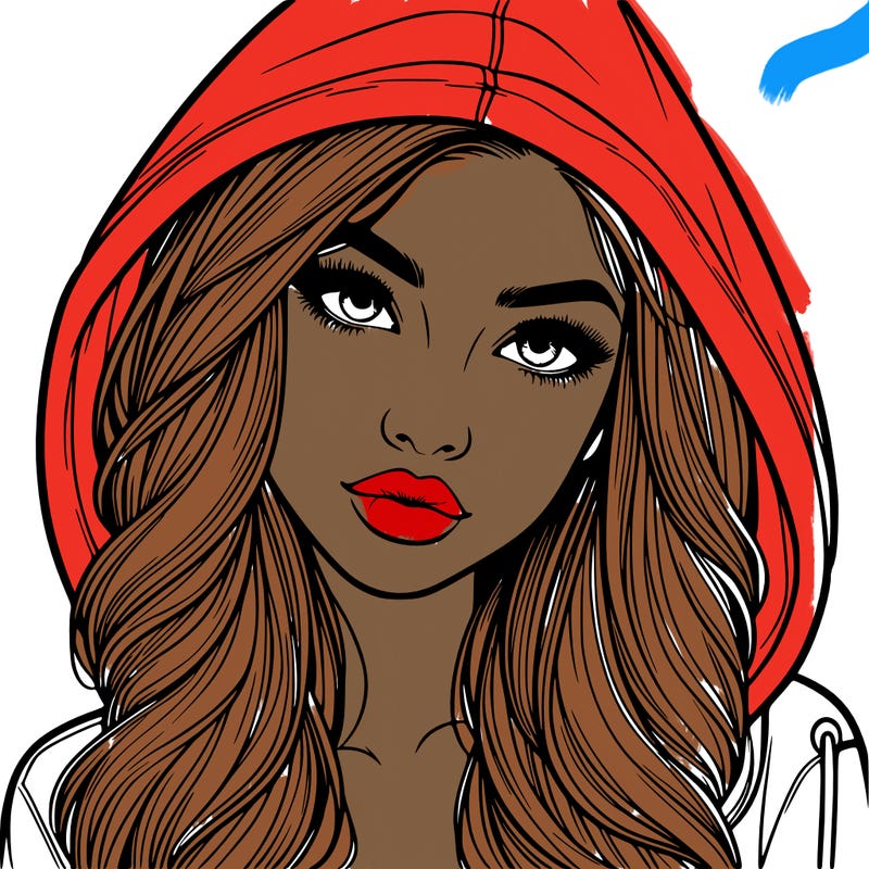 realistic beautiful girl with a hood on