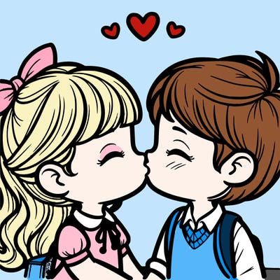 boy and girl kissing
