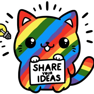 a cute cat saying share your ideas