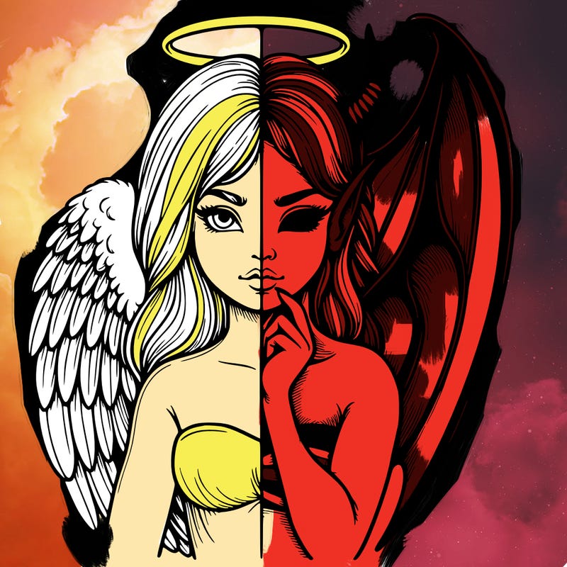 realistic angel half demon