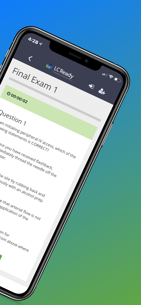Screenshot of a final exam practice question in the Paramedic Pharmacology Review app