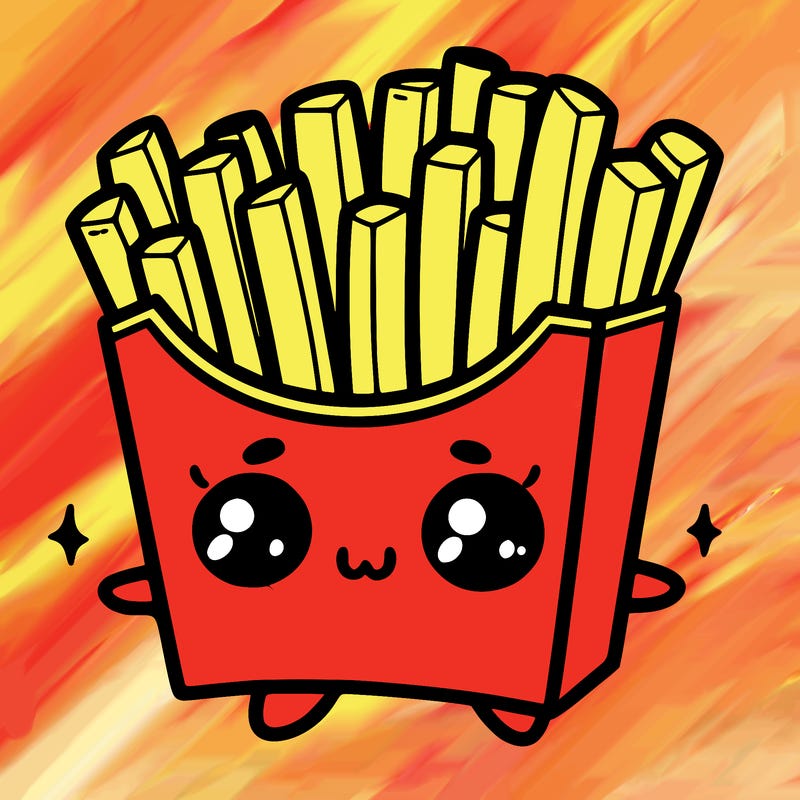 a cute. french fries