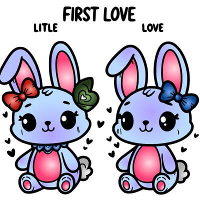first love themed cute bunny