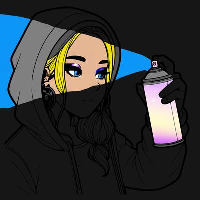 a realistic girl, spray painting