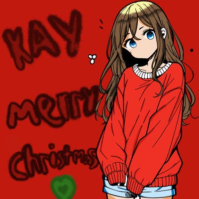 manga teen girl  in a sweater and baggy pants