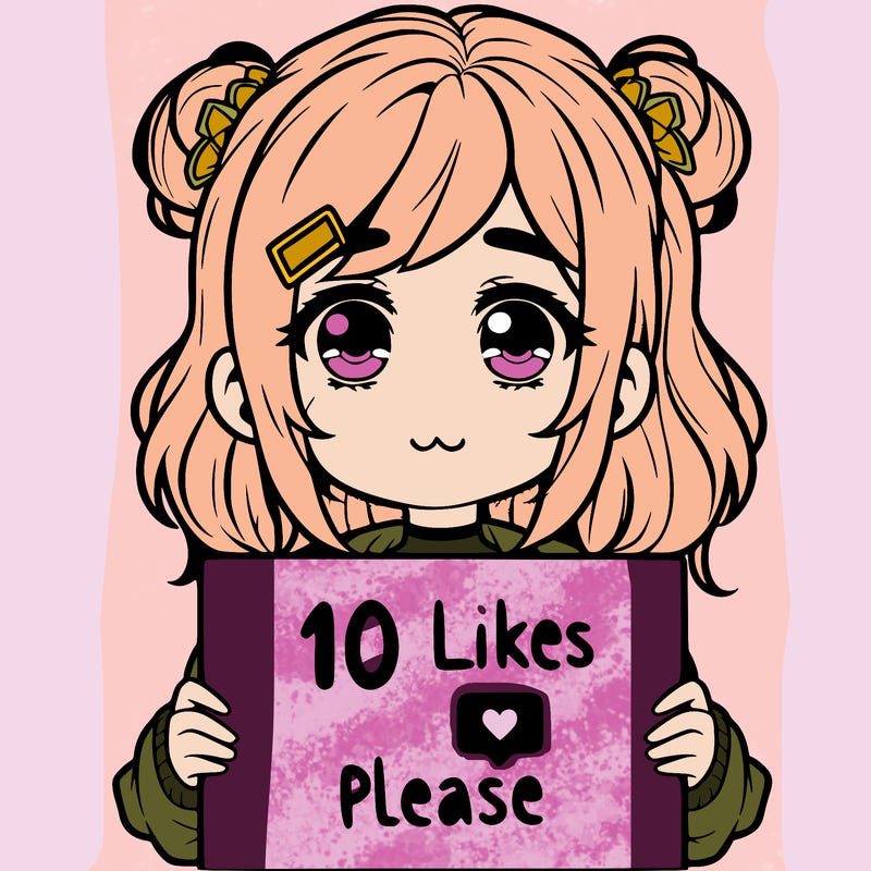 a girl with a sign saying 10 likes please