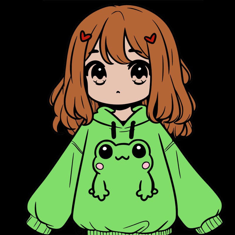 girl wearing frogging sweatshirt