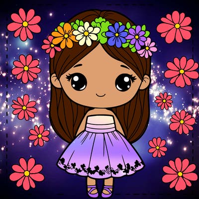 a girl wearing a flower dress