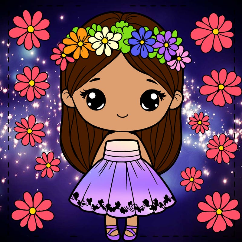 a girl wearing a flower dress