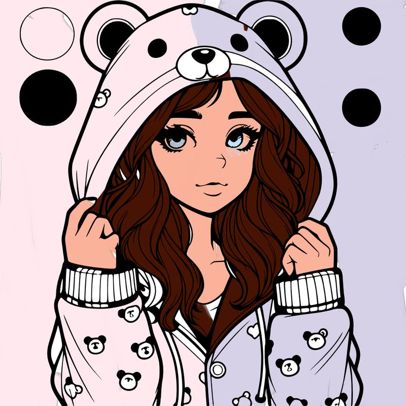 realistic girl in a animal pjs hoodie