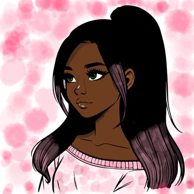 realistic girl with a high ponytail