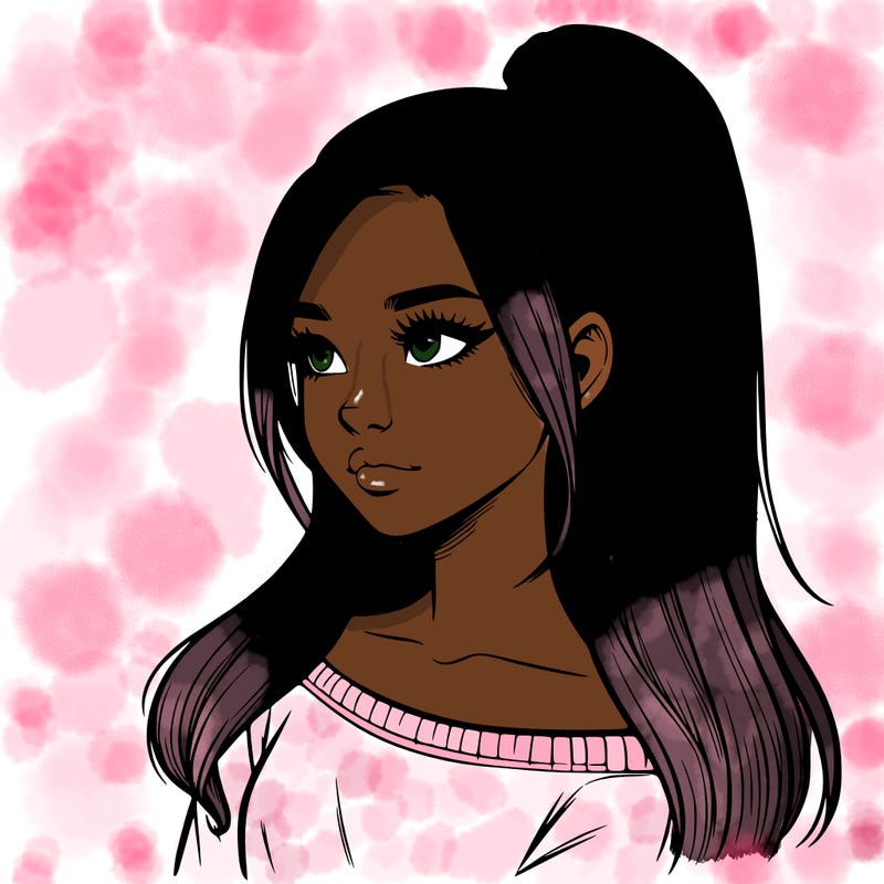 realistic girl with a high ponytail