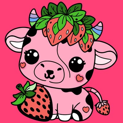 cute strawberry cow
