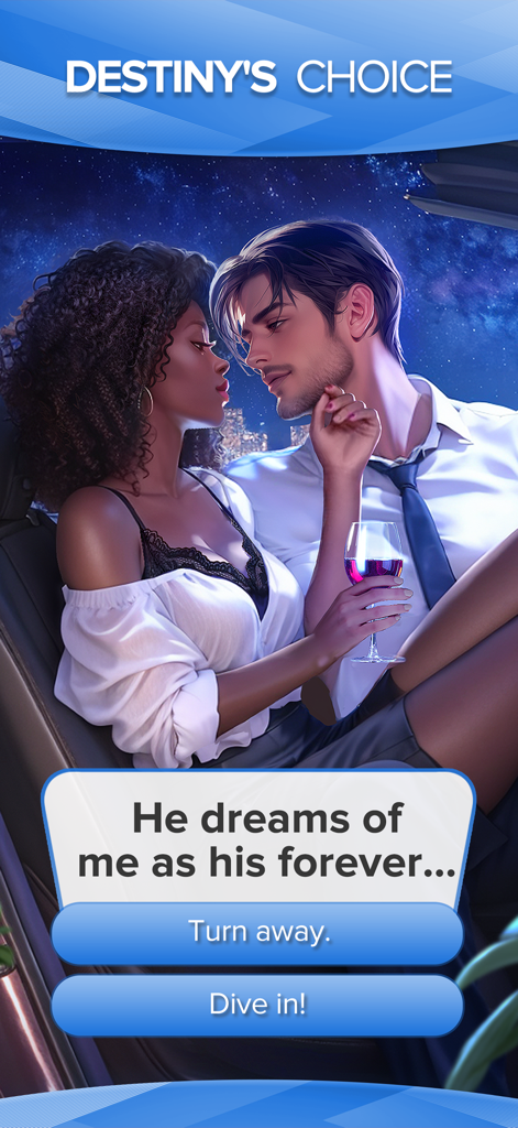 Un encuentro romántico en un coche con opciones narrativas interactivas para el jugador.
