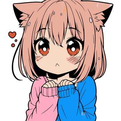 shy anime catgirl