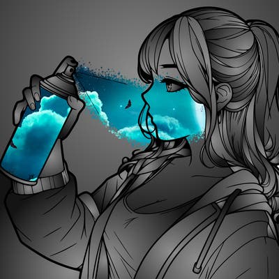 a realistic girl spray, painting