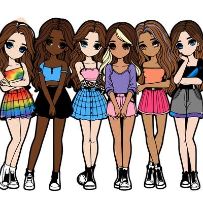 a group of girls realistic