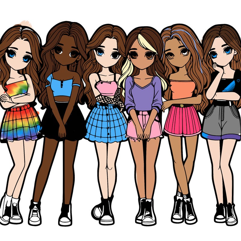 a group of girls realistic