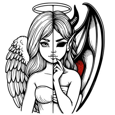 realistic angel half demon