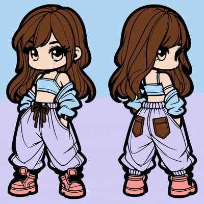 girl in crop top and baggy pants