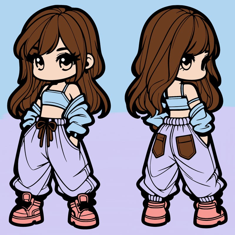 girl in crop top and baggy pants