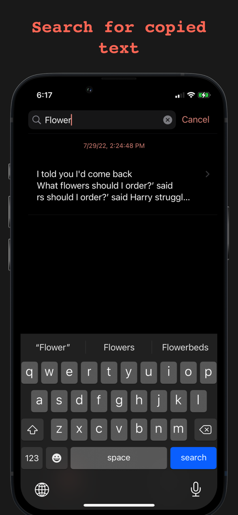 Ditto Pasteboard - Searching for copied text in the Ditto Pasteboard app clipboard history