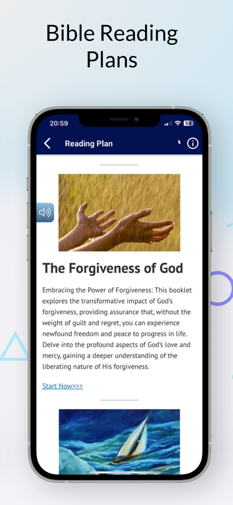 Bible NIV: with study tools - Una pantalla de aplicación móvil que muestra un plan de lectura de la Biblia sobre el perdón.