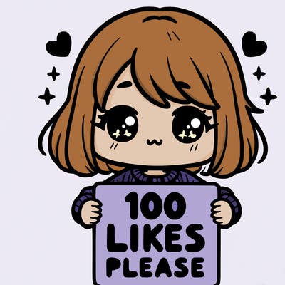 cute girl holding a sign saying 100 likes please