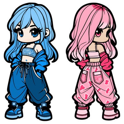 girl in crop top and baggy pants