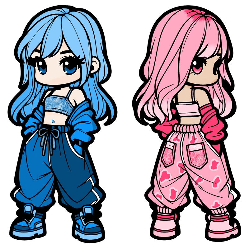 girl in crop top and baggy pants