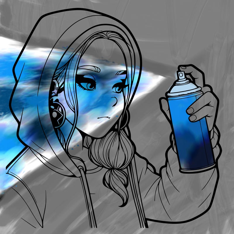 a realistic girl, spray painting