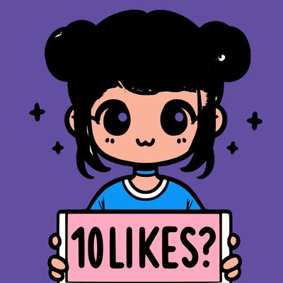 cute girl that is holding a sign that says 10 likes?