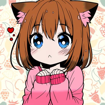 shy anime catgirl