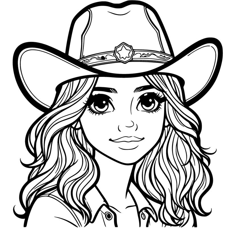 western realistic girl wearing cowboy hat