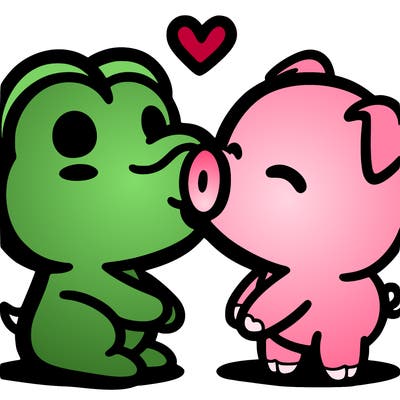 kermit the frog and miss piggy kissing