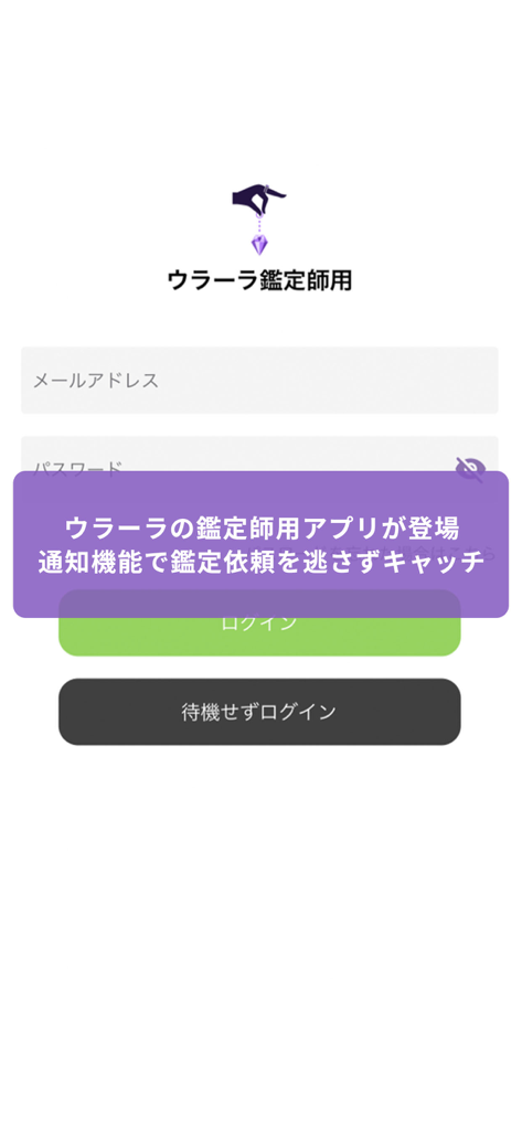 Écran de connexion de l'application Urala pour praticiens spirituels avec champs pour l'e-mail et le mot de passe
