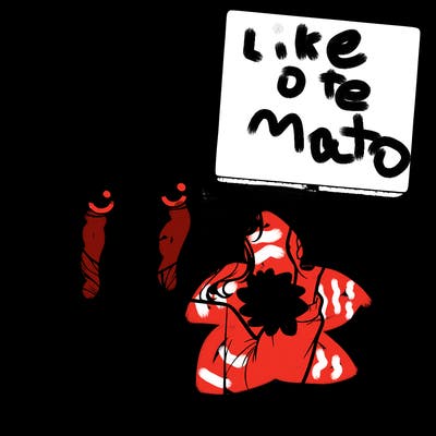 realistic girl holding up a sign