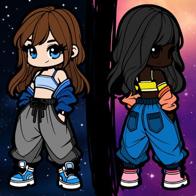 girl in crop top and baggy pants