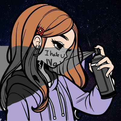 a realistic girl spray painting