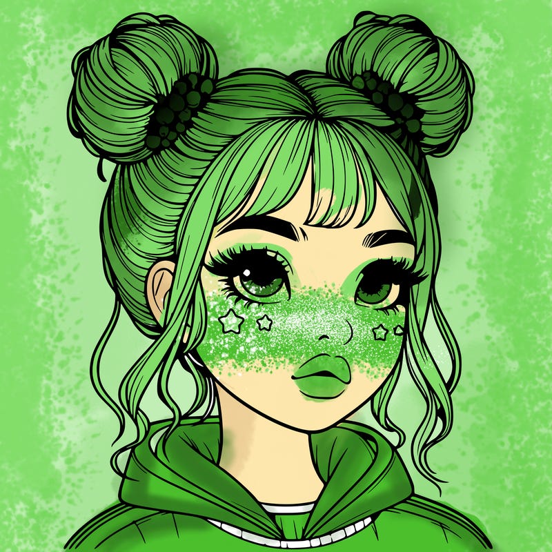 realistic girl with space buns